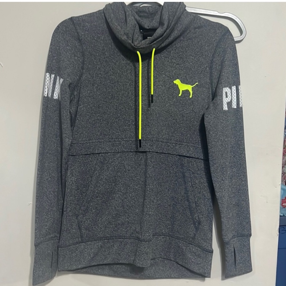 Pink Victorias Secret Gray Athletic pullover - funnel neck and pockets size XS